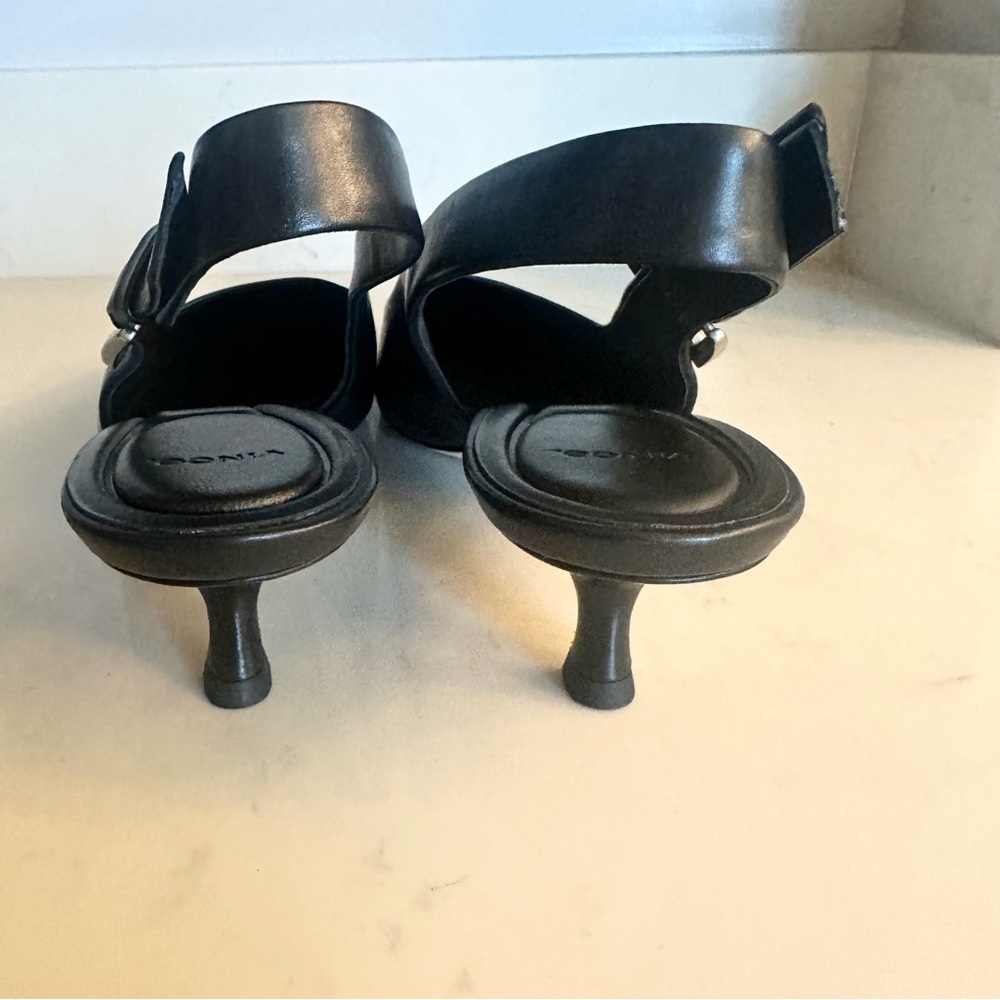 Vince Black Shasta Kitten Heel Slingback Heels - Picture 8 of 10
